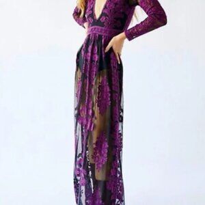 For Love & Lemons purple/eggplant shade Temecula Maxi Dress in Size Small
